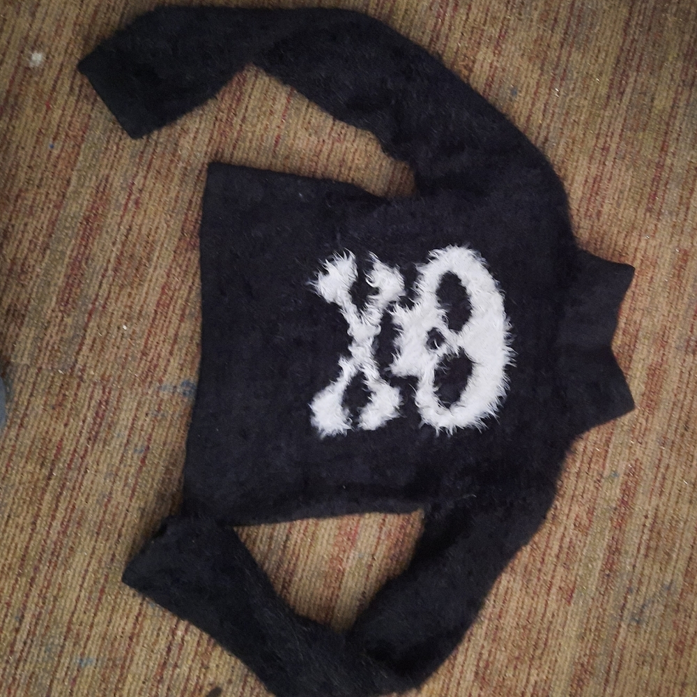Current Mood Fuzzy Croptop With Skull